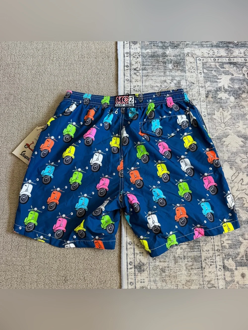 MC2 Saint Barth Men’s Vespa Swim Trunks Shorts Sz S Blue Limited Edition NEW NWT